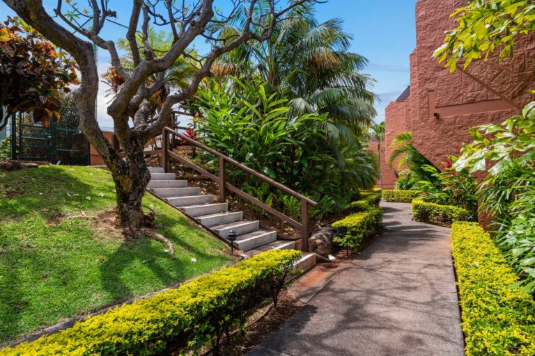 Photo of resort grounds with a pathway around the resort